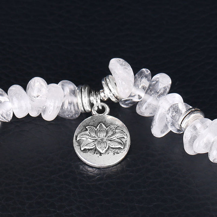 Buddha Stones Natural White Crystal Lotus Healing Bracelet - image 3