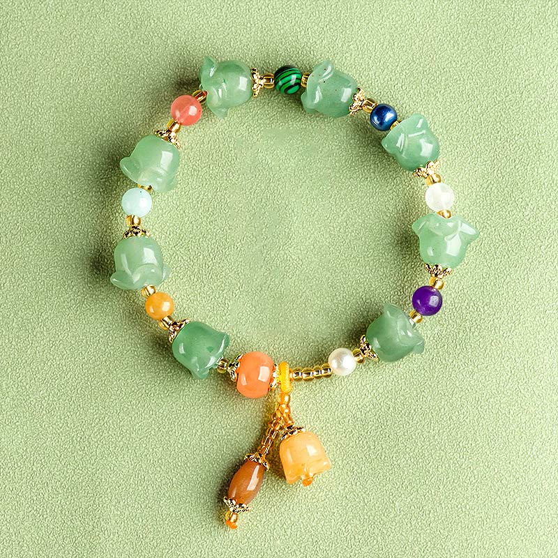 Buddha Stones Green Aventurine Magnolia Flower Luck Bracelet - Green Aventurine(Luck♥Positivity)(Wrist Circumference 14-18cm) - image 0