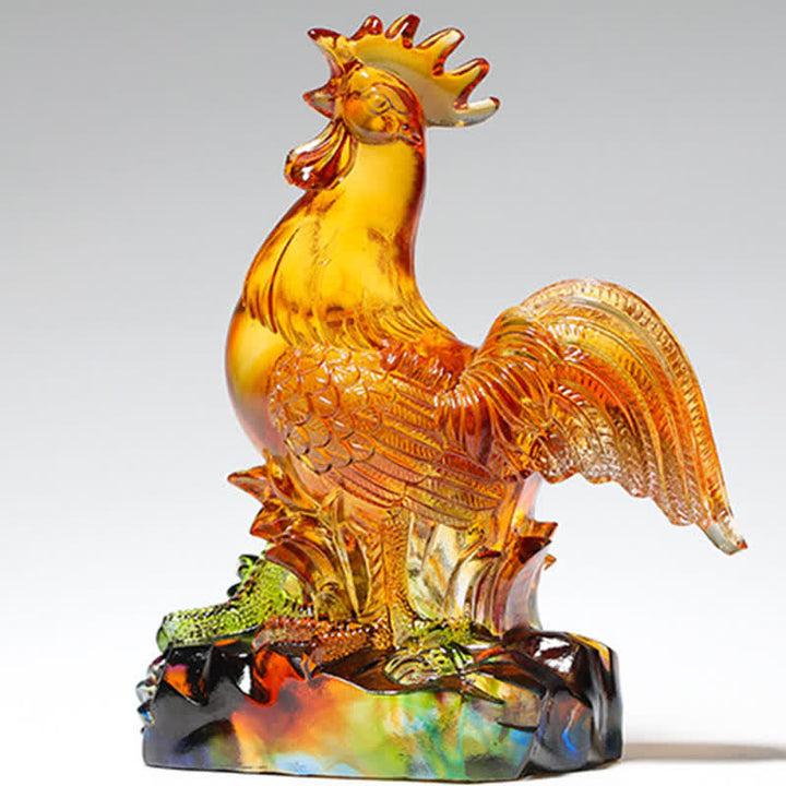Buddha Stones Handmade Liuli Crystal Rooster Art Piece Home Decoration - image 1