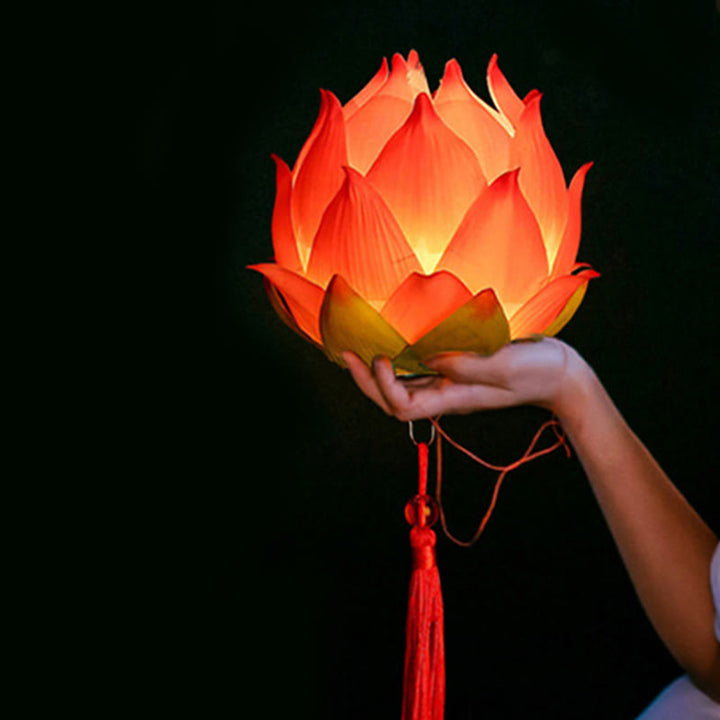 Buddha Stones DIY Lotus Flower Dragon Lantern Tassel Lamp Decoration - image 6