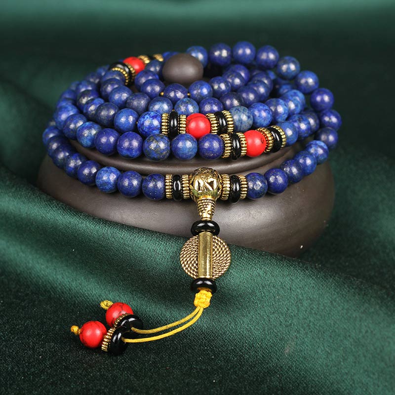 Buddha Stones Tibetan Mala Lapis Lazuli Positive Bracelet - image 0