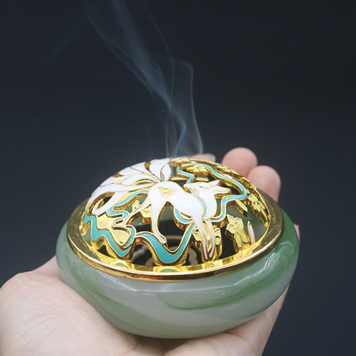 Buddha Stones Nine Tailed Fox Liuli Crystal Healing Meditation Incense Burner - image 10