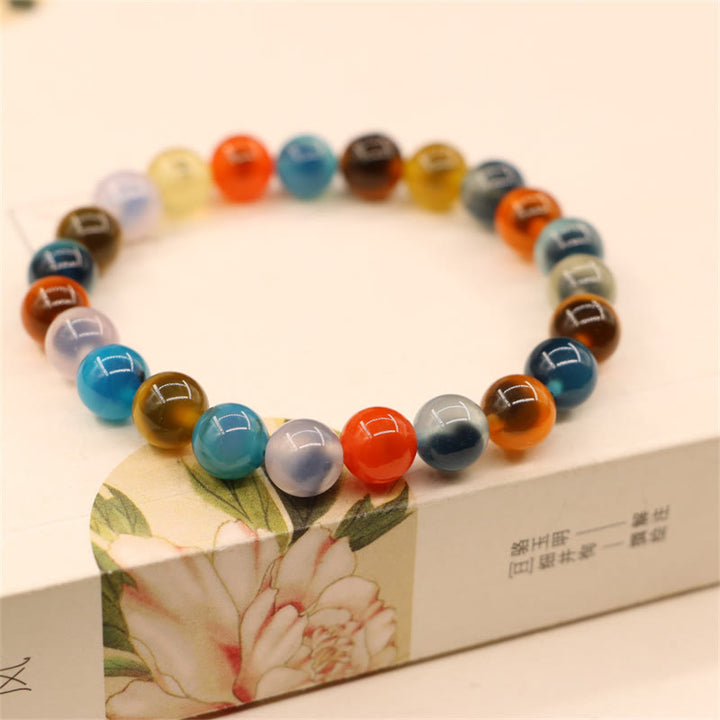 Buddha Stones Colorful Candy Agate Healing Strength Bead Bracelet - image 1