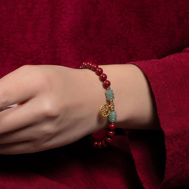 Buddha Stones Cinnabar Green Aventurine Luck Blessing Bracelet - image 3