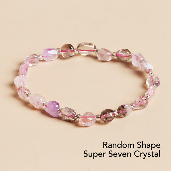 Buddha Stones Natural Irregular Shape Stone Crystal Meditation Balance Bracelet - Random Shape Super Seven Crystal - image 37