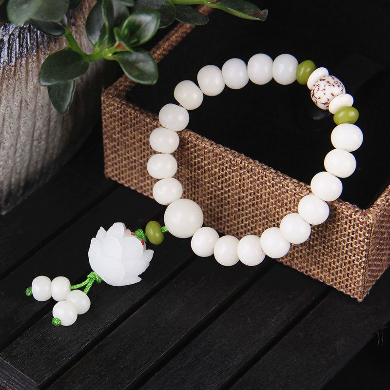 Buddha Stones Lotus Natural White Bodhi Seed Luck Bracelet - image 4