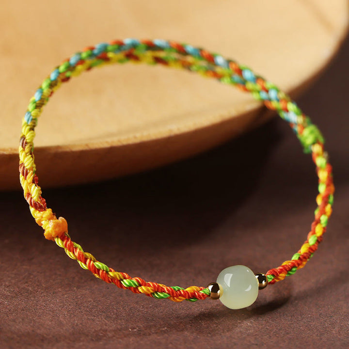 Buddha Stones Colorful Rope Luck Jade Bead Abundance Bracelet - image 1
