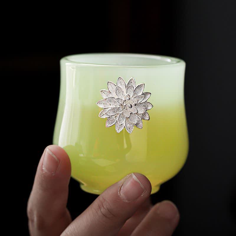 Buddha Stones Lotus Dragon Phoenix Flower Ceramic Teacup Tea Cups - image 3