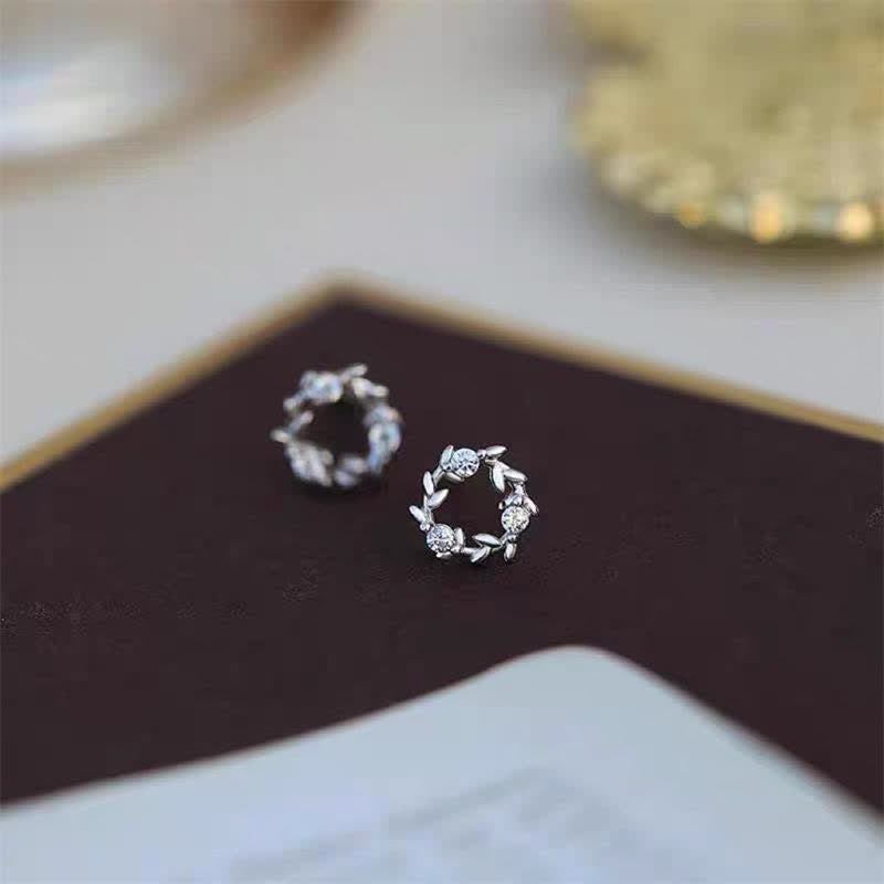 Buddha Stones 925 Sterling Silver Posts Copper Metal Tiny Wreath Stud Blessing Flower Earrings - image 10