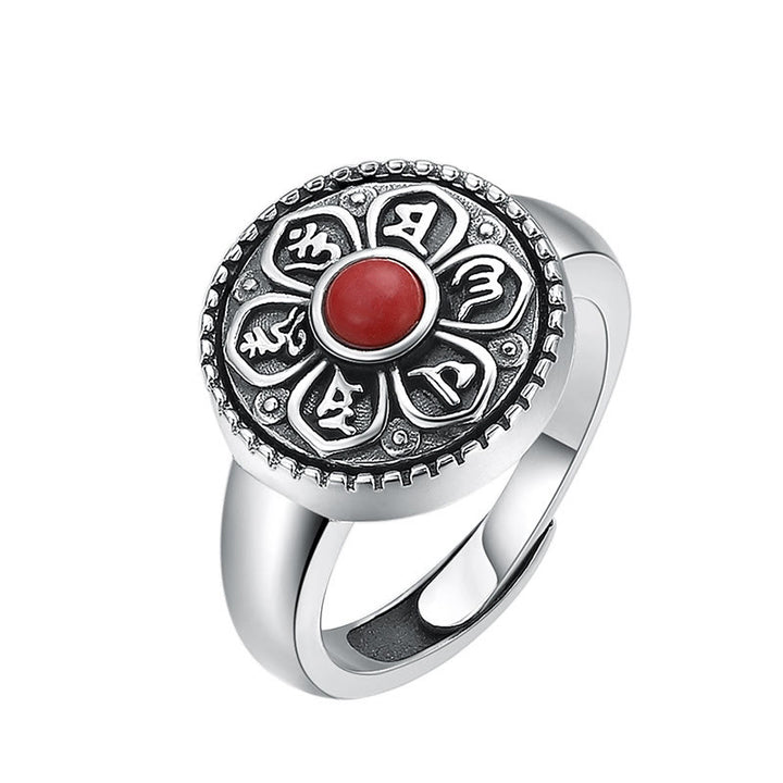 Buddha Stones Tibetan Om Mani Padme Hum Peace Rotatable Ring - image 7