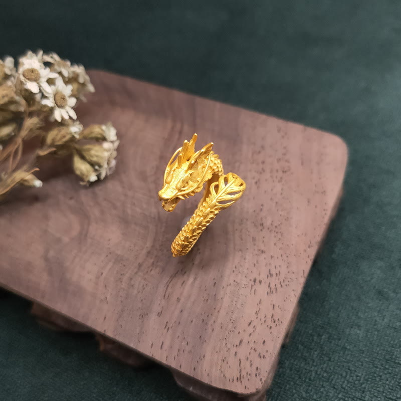 Buddha Stones Golden Dragon Success Strength Ring - image 6