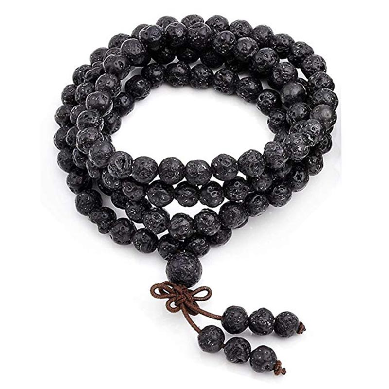 Buddha Stones Natural Lava Rock 108 Beads Protection Bracelet - image 1