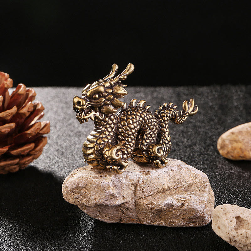 Buddha Stones Year Of The Dragon Small Auspicious Brass Dragon Luck Success Home Decoration - Bronze Dragon 6cm*4.5cm - image 0