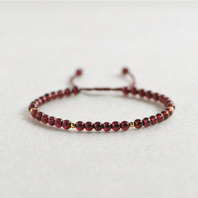 Buddha Stones Natural Garnet Golden Beads Stability Bracelet - image 4