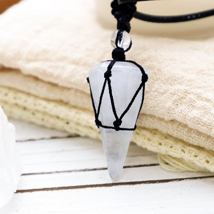 Buddha Stones Natural Stone Pointed Pendant Necklace - White Crystal - image 17