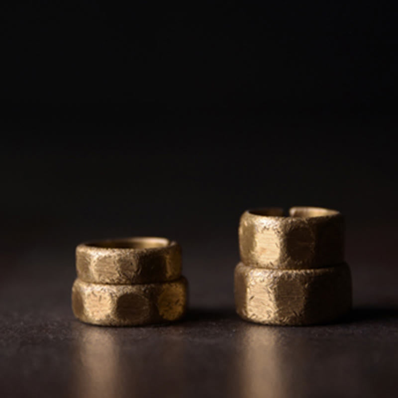 Buddha Stones Tibetan Simple Design Copper Brass Frosted Wealth Ring - image 4