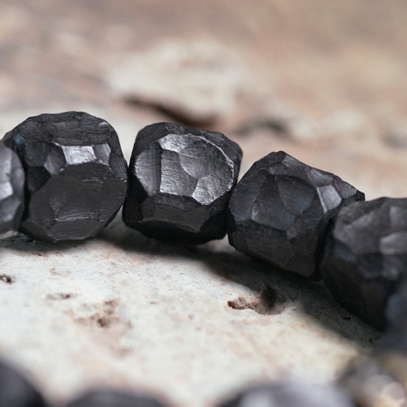 Buddha Stones Tibet Ebony Wood Copper Peace Tassel Wrist Mala Bracelet - image 9