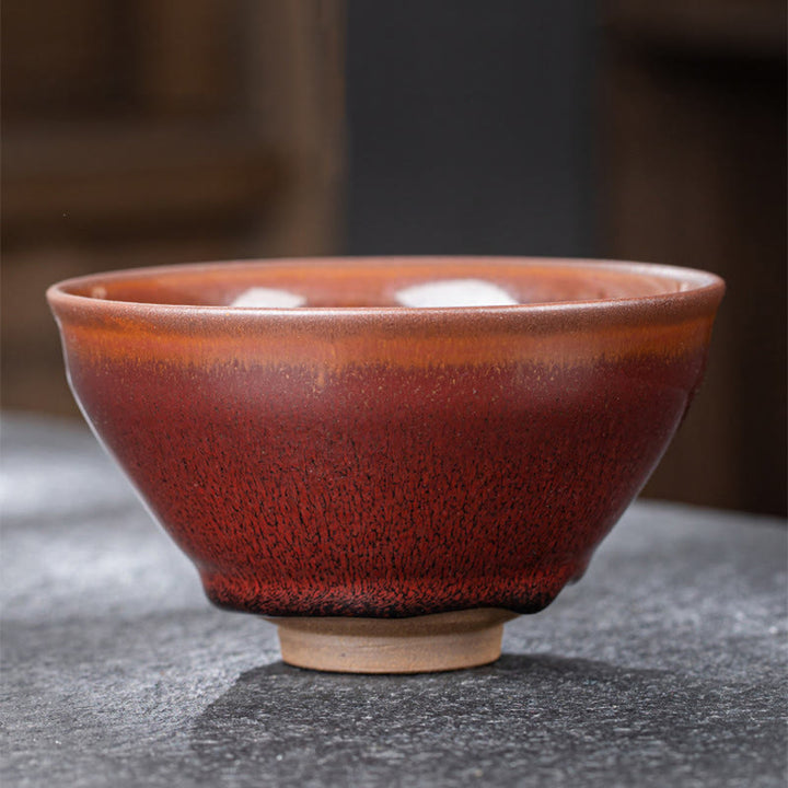 Buddha Stones Vintage Red Brown Chinese Jianzhan Porcelain Teacup Kung Fu Tea Cup - image 2