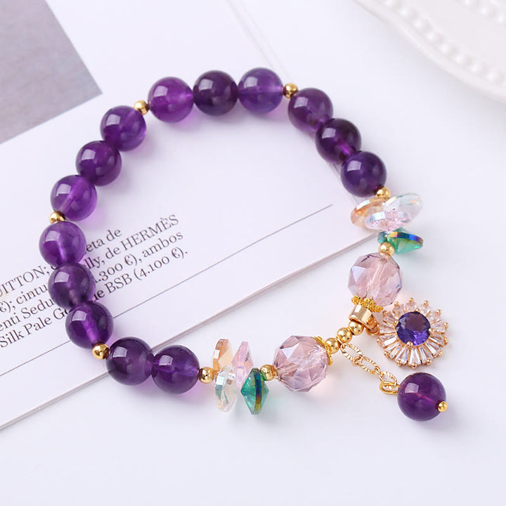 Buddha Stones Natural Amethyst Zircon Sun Healing Spiritual Charm Bracelet - image 3