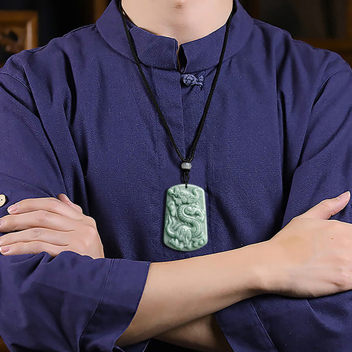 Buddha Stones Year of the Dragon Chinese Zodiac Dragon Jade Success Amulet Necklace Pendant - image 7