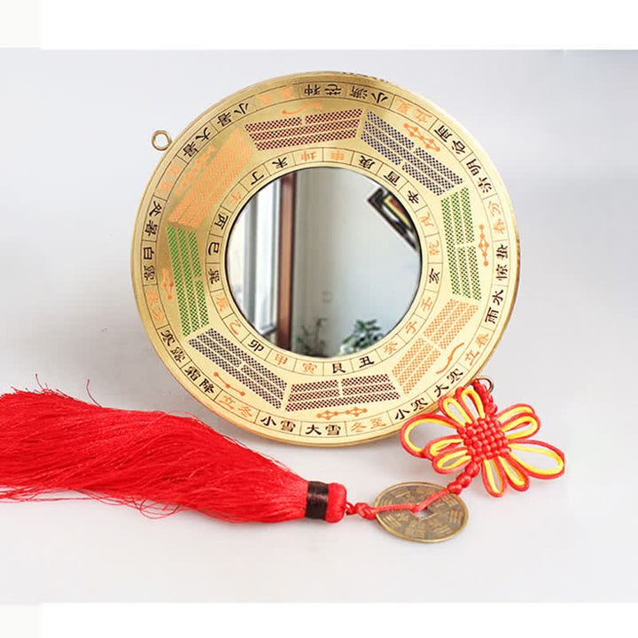 Feng Shui Bagua Map Copper Coin Chinese Knotting Balance Energy Map - 19cm - Four Seasons Bagua Map - Convex Mirror - image 15