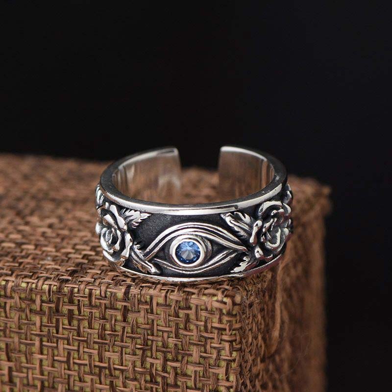 Buddha Stones Eye Of Horus Crystal Protection Adjustable Ring - image 3