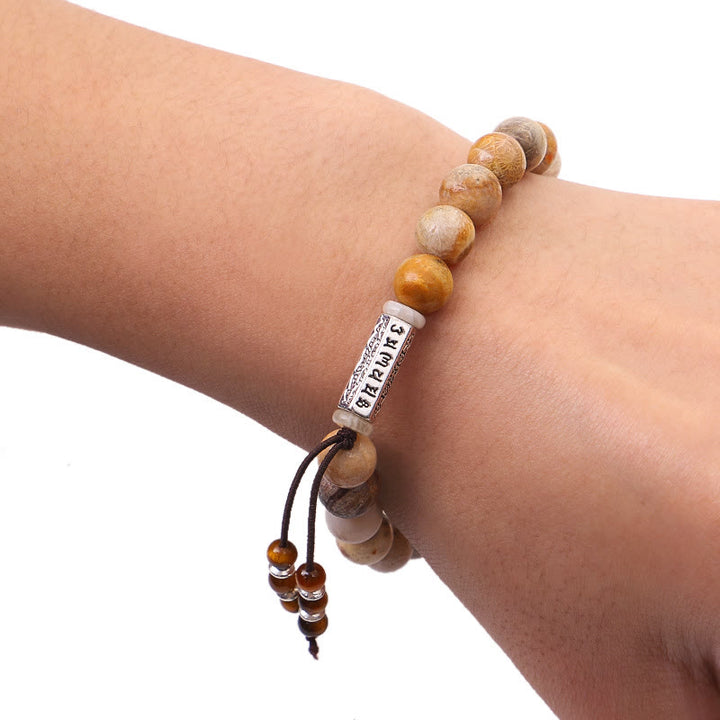 Buddha Stones Weathered Stone Om Mani Padme Hum Strengthen Bracelet - image 3