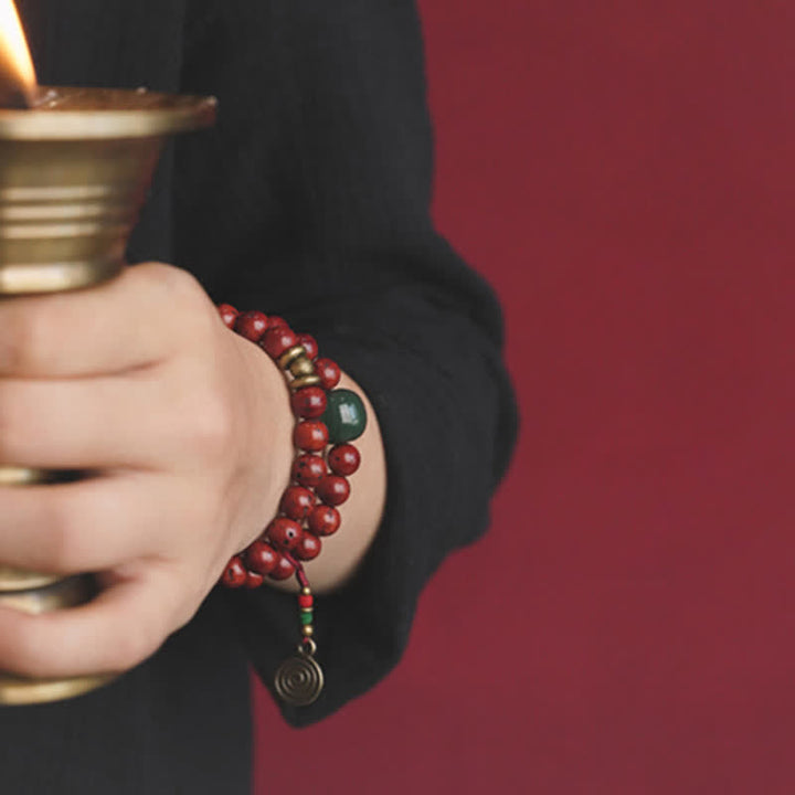 Buddha Stones Bodhi Seed Cyan Jade Copper Peace Luck Bracelet - image 2