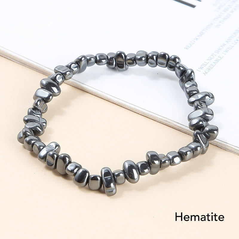 Natural Irregular Shape Crystal Stone Warmth Soothing Bracelet - Hematite - image 22