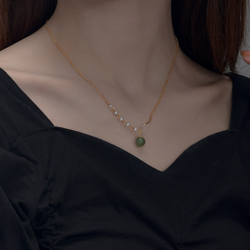 Buddha StonesNatural Hetian Jade Pearl Luck Bead Necklace Pendant - image 2