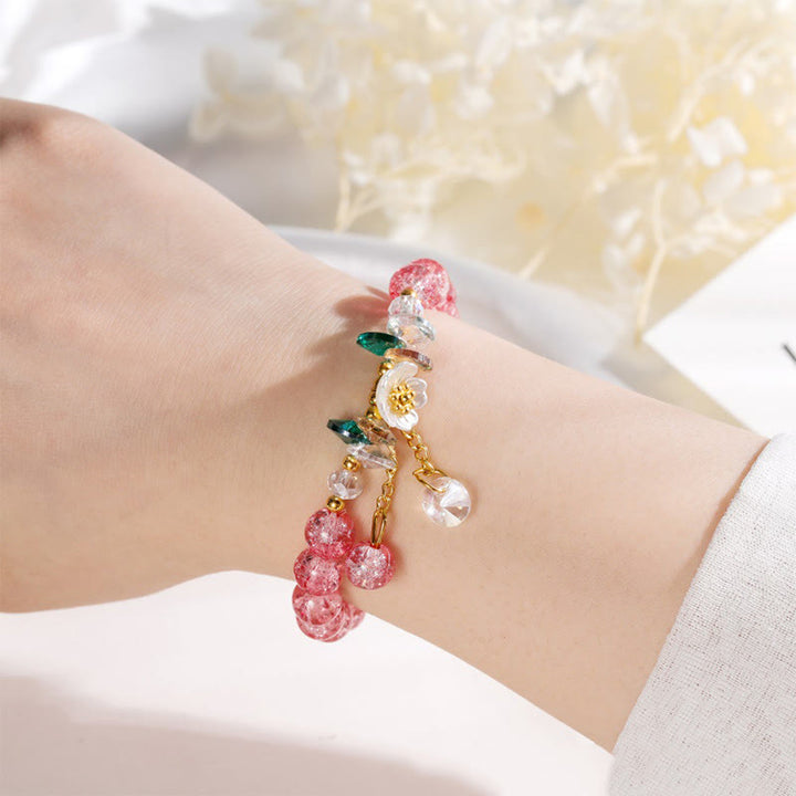 Buddha Stones Simple Design Flower Charm Glass Bead Bracelet - image 14