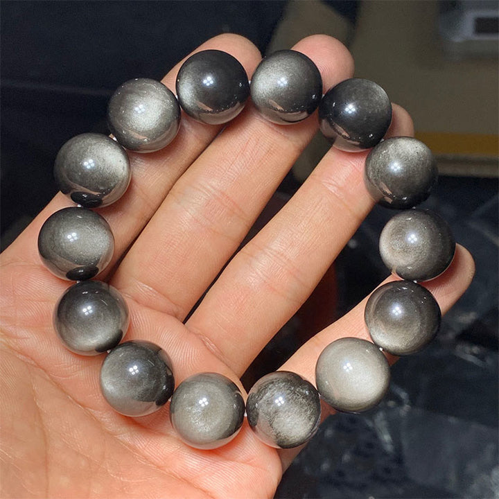 Buddha Stones Natural Silver Sheen Obsidian Soothing Protection Bracelet - image 22