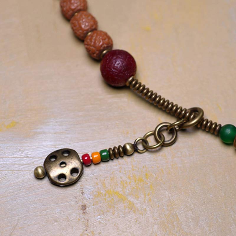 Buddha Stones 108 Mala Rudraksha Beads Bodhi Seed Dzi Bead Luck Auspiciousness Tassel Bracelet - image 8