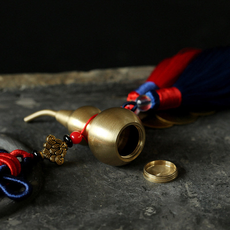 Buddha Stones Feng Shui Wu Lou Gourd Ancient Chinese Coins  Wealth Car Hanging Decoration - image 3