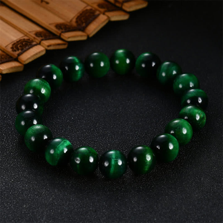 Buddha Stones Natural Green Tiger Eye Strength Bracelet - 14mm - image 0