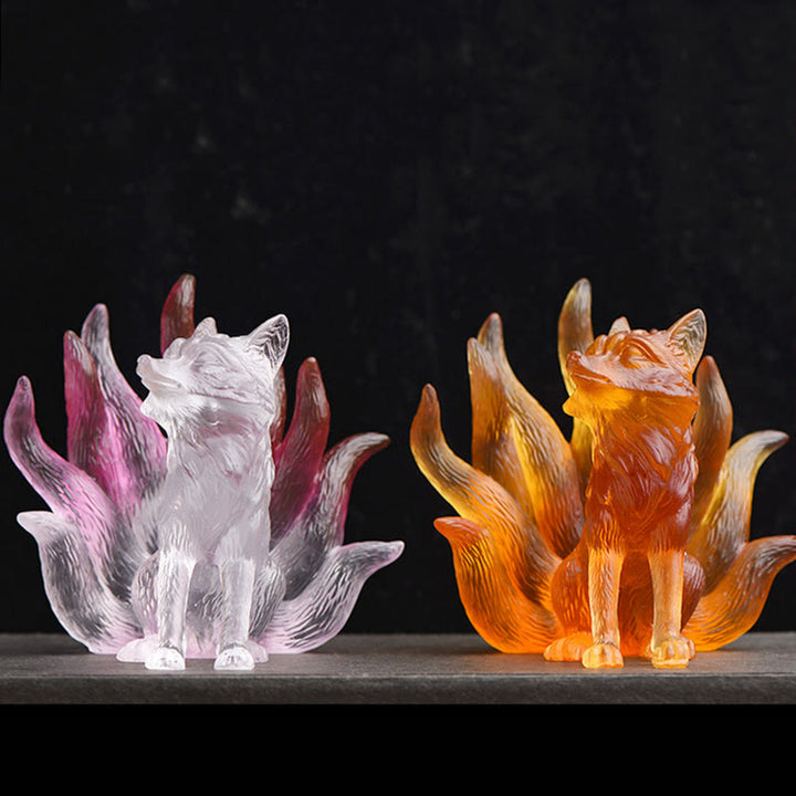 Buddha Stones Small Nine Tailed Fox Success Strength Home Figurine Decoration - image 16