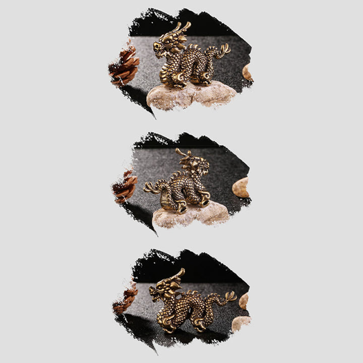 Buddha Stones Year Of The Dragon Small Auspicious Brass Dragon Luck Success Home Decoration - image 9