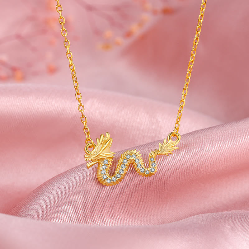 Buddha Stones 925 Sterling Silver Year Of The Dragon Auspicious Golden Dragon Luck Chain Necklace Pendant - image 5