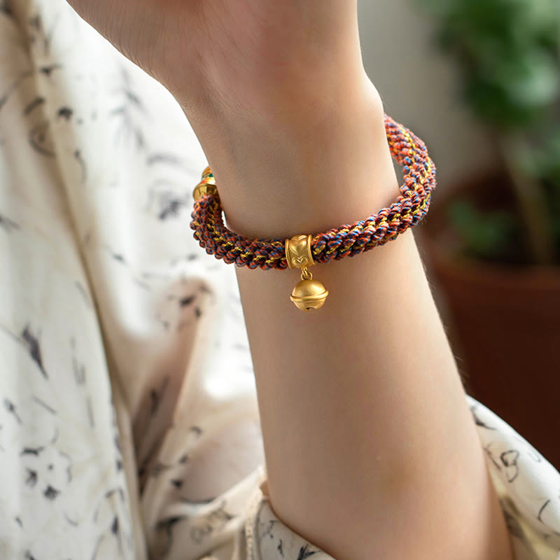 Buddha Stones 925 Sterling Silver Chinese Zodiac Natal Buddha Om Mani Padme Hum Luck Bell Braided String Bracelet - image 3