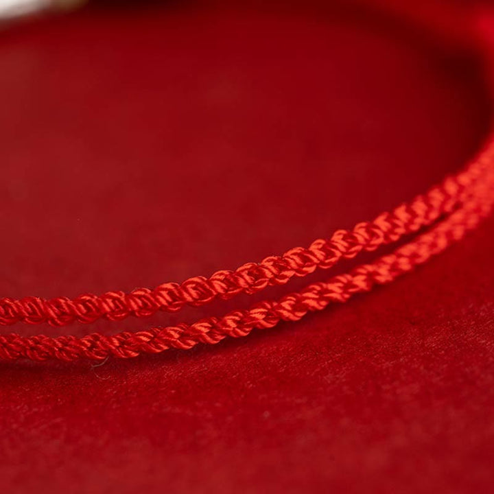 Buddha Stones 925 Sterling Silver Koi Fish Cinnabar Bead Wealth Handcrafted Braided Bracelet Anklet - image 7