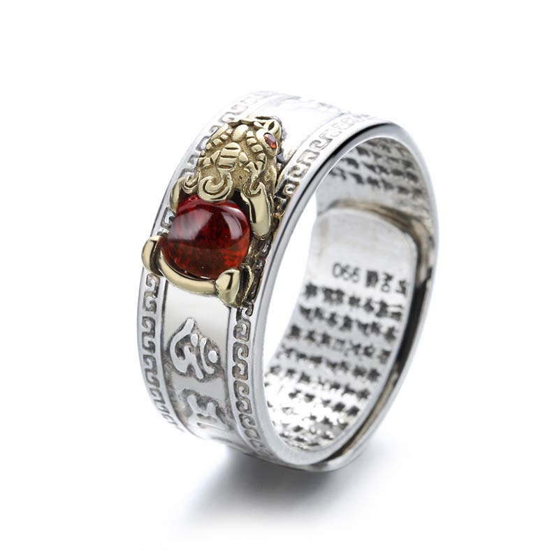 Buddha Stones Red Agate PiXiu Wealth Ring - image 1