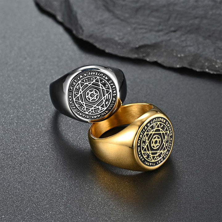 Buddha Stones 12 Constellations of the Zodiac Star of David Protection Ring - image 1