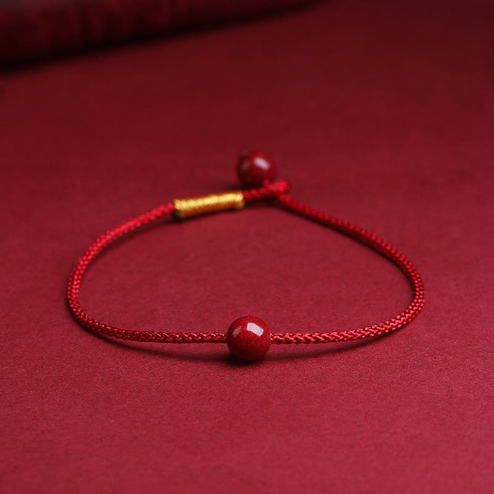 Buddha Stones Natural Cinnabar Red Agate Blessing Red String Bracelet - Cinnabar(Calm♥Concentration) - 18cm - image 0