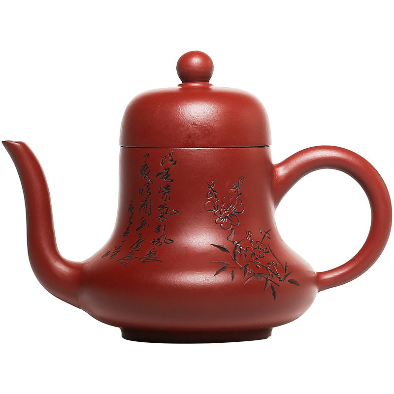 Buddha Stones Vintage Bamboo Peach Blossom Purple Clay Kung Fu Teapot - image 24