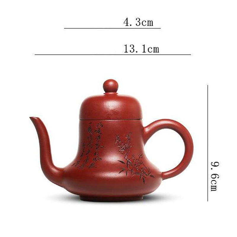 Buddha Stones Vintage Bamboo Peach Blossom Purple Clay Kung Fu Teapot - image 23