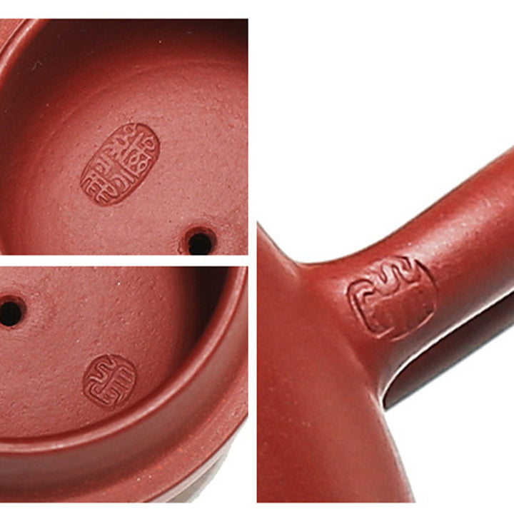 Buddha Stones Vintage Bamboo Peach Blossom Purple Clay Kung Fu Teapot - image 11