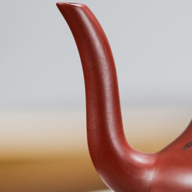 Buddha Stones Vintage Bamboo Peach Blossom Purple Clay Kung Fu Teapot - image 10