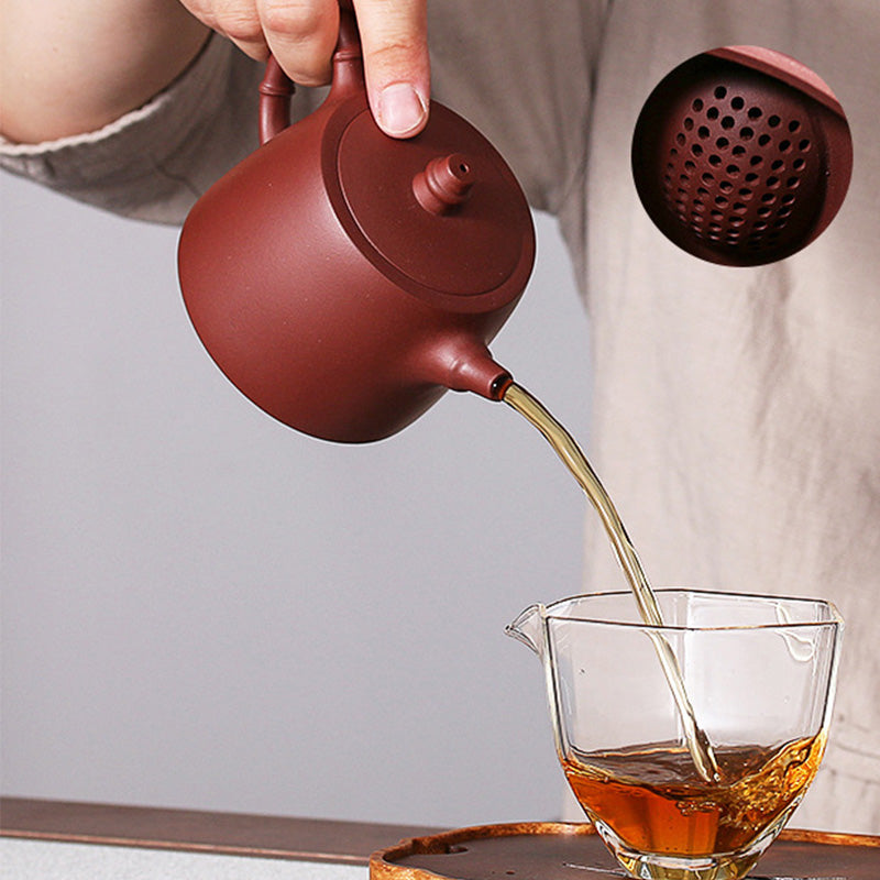 Buddha Stones Handmade Vintage Bamboo Purple Clay Kung Fu Teapot - image 1