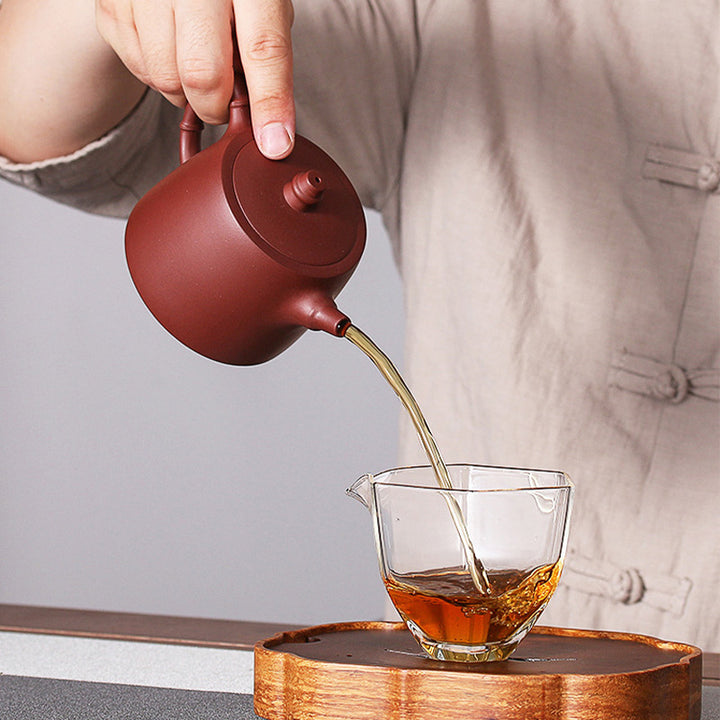 Buddha Stones Handmade Vintage Bamboo Purple Clay Kung Fu Teapot - image 10