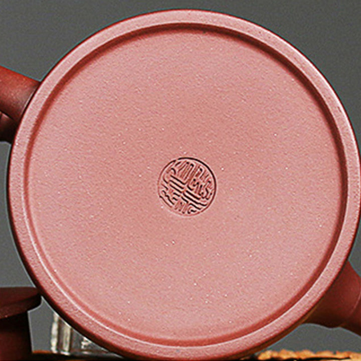 Buddha Stones Handmade Vintage Bamboo Purple Clay Kung Fu Teapot - image 9